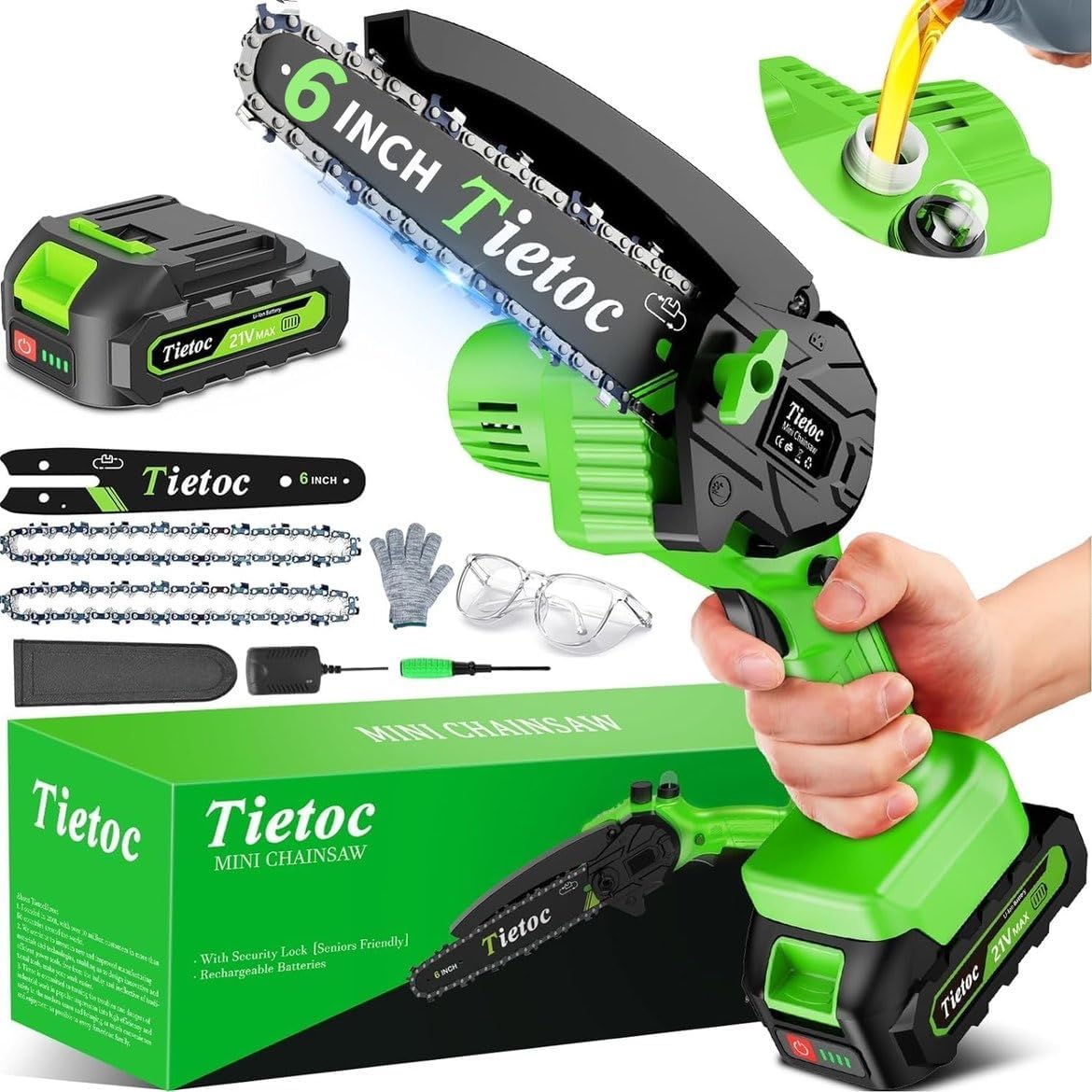 Tietoc 6-inch Mini Chainsaw cordless
